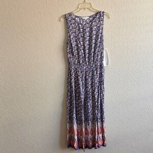 beachlunchlounge Blue and Red Floral Maxi medium Dress